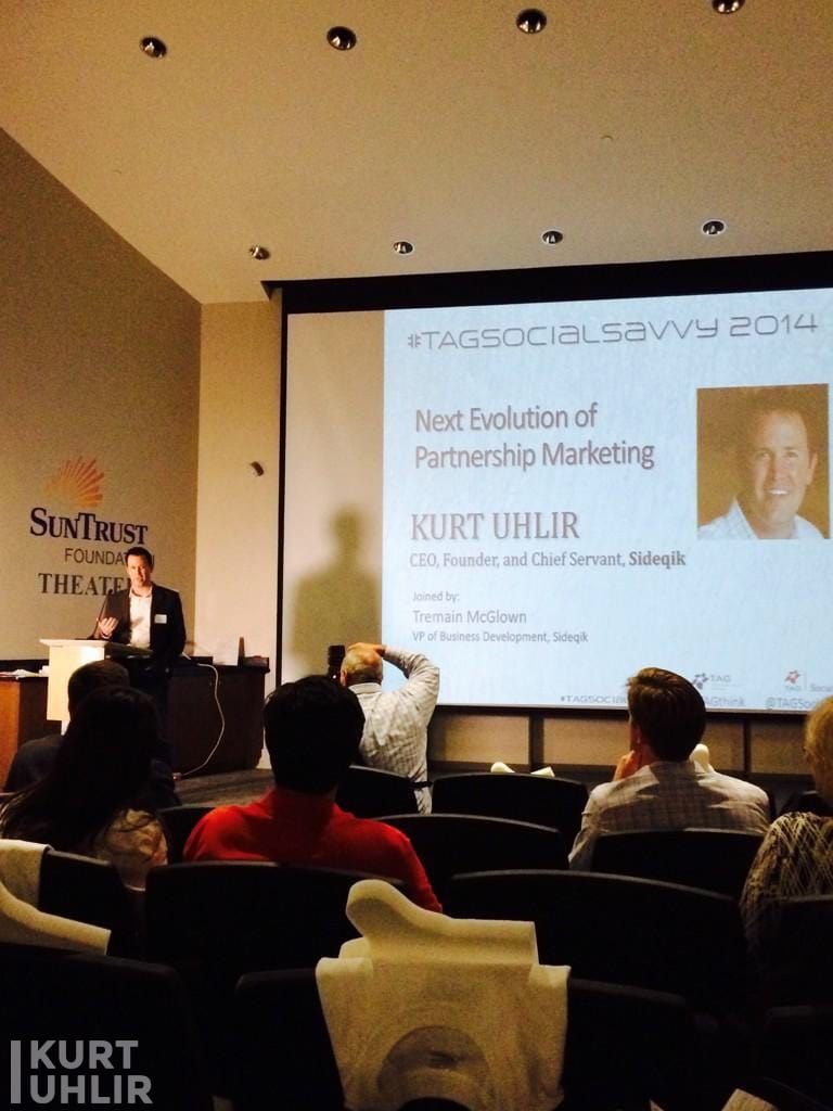 Kurt Uhlir, CEO, Founder and Chief Servant, accepting an award for Sideqik on how influencer marketing is the next evolution of partnership marketing.