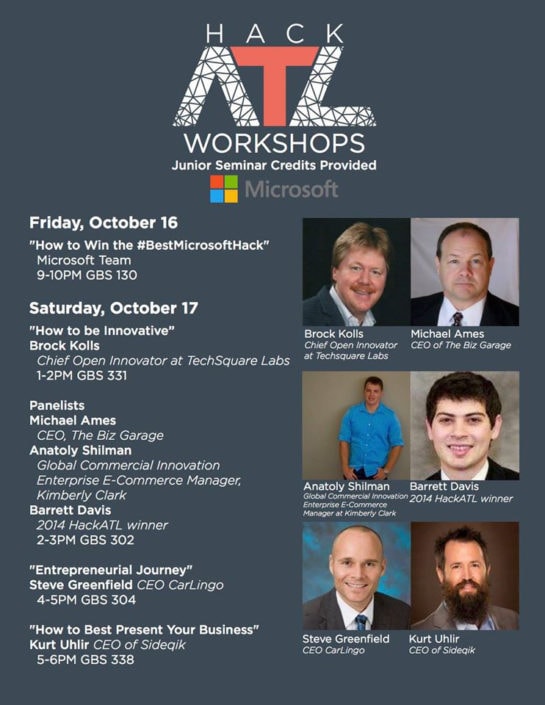 HackATL Workshops: Brock Kolls, Michael Ames, Anatoly Shilman, Barrett Davis, Steve Greenfield, Kurt Uhlir