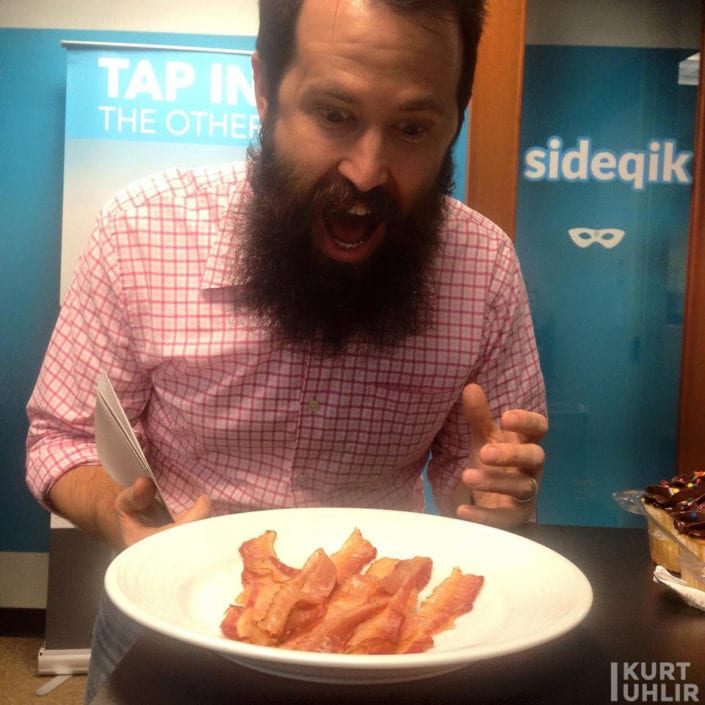 Kurt Uhlir with his low-carb birthday cake at Sideqik office