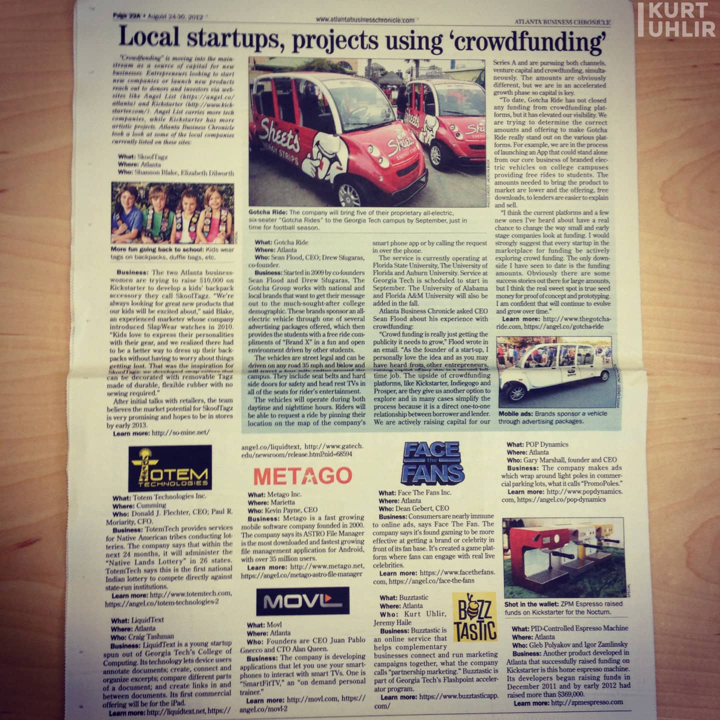 Mention in Atlanta Business Chronicle about funding about funding for Buzztastic (Sideqik)