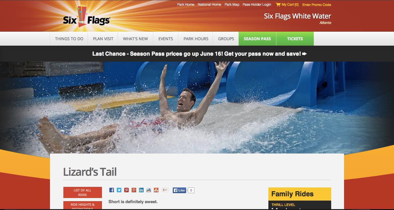 Kurt Uhlir as model for Six Flags White Water print and web - Lizard's Tail